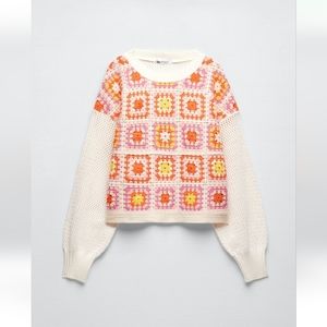 Chenille crochet sweatshirt